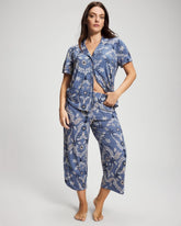 BOTANICAL TILE SUNDOWN - Piped Crop Pajama Pants