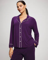 BLACKBERRY - Long Sleeve Notch Collar w/ Piped Placket Pajama Top