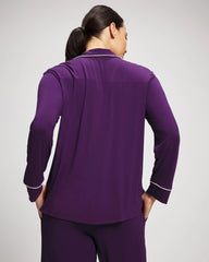 BLACKBERRY - Long Sleeve Notch Collar w/ Piped Placket Pajama Top