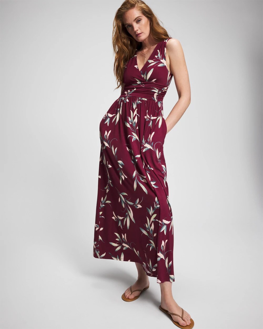LUXURIOUS LEAVES PLUM - Goddess Maxi Bra Dress