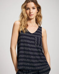 BOHO STRIPE NAVY - V-Neck Pajama Tank