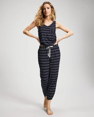 BOHO STRIPE NAVY - Banded Ankle Pajama Pant
