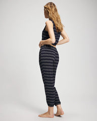 BOHO STRIPE NAVY - Banded Ankle Pajama Pant