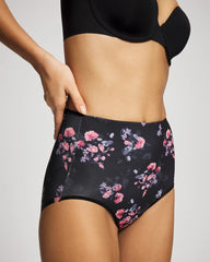 FLORAL DREAMS BLACK MINI - High-Waist Brief Panty