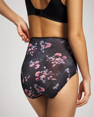 FLORAL DREAMS BLACK MINI - High-Waist Brief Panty