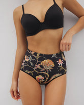 JAIPUR FLORAL BLACK - High-Waist Brief Panty