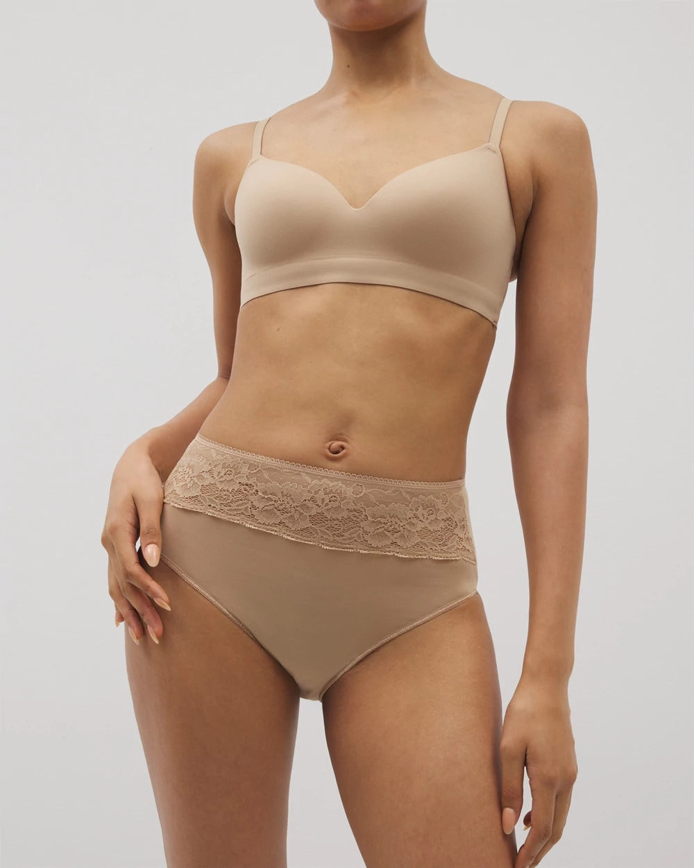 WARM AMBER - Vanishing Edge Microfiber Modern Brief Panty with Lace