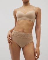 WARM AMBER - Vanishing Edge Microfiber Modern Brief Panty with Lace