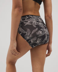 PLUMERIA BLOOMS BLK CH - Vanishing Edge Microfiber Modern Brief Panty with Lace