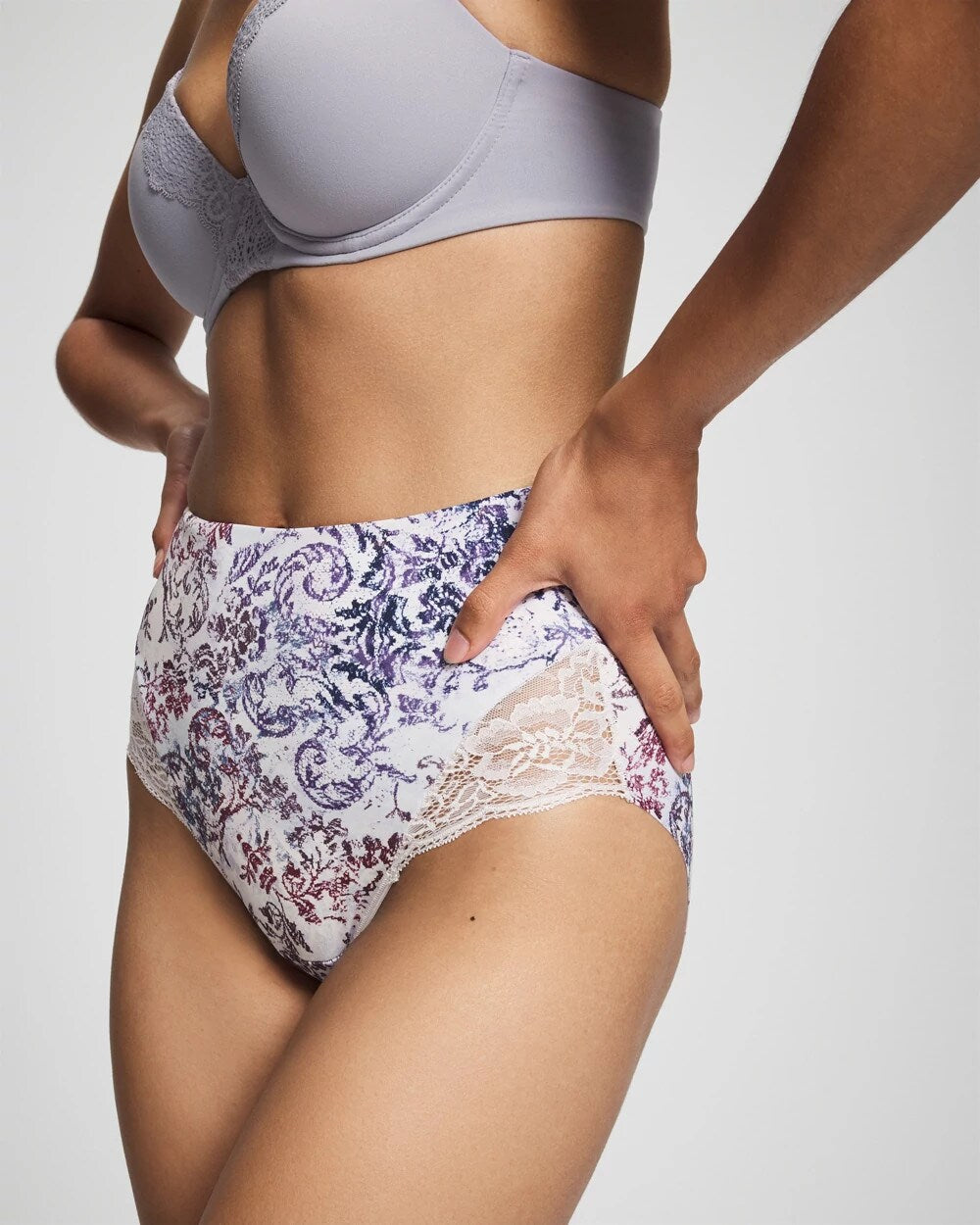 LACE HARMONY M LILAC - Tummy High-Waist Brief Panty with Lace