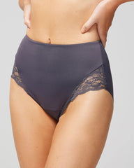 GRAY INK - Tummy High-Waist Brief Panty with Lace