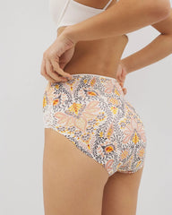 VINE PAISLEY CHAMPAGNE M - Tummy High-Waist Brief Panty with Lace