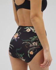 PARADISE PLUMES D M BLACK - Tummy High-Waist Brief Panty with Lace