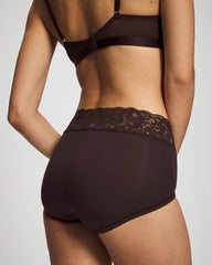 CHOC PLUM W DTM FOIL - Brief Panty with Super Soft Signature Lace