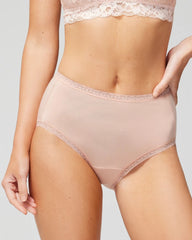 HUSH - Cotton Brief Panty with Lace Trim