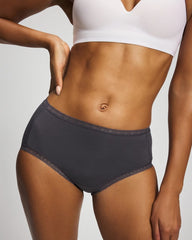 GRAY INK - Cotton Brief Panty with Lace Trim