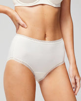 IVORY - Cotton Brief Panty with Lace Trim