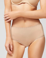 WARM AMBER - Cotton Brief Panty with Lace Trim