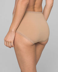 WARM AMBER - Cotton Brief Panty with Lace Trim