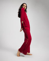 PAINT THE TOWN RED - Lace Long Sleeve Pajama Top