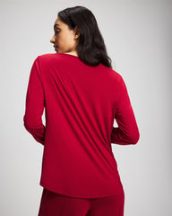 PAINT THE TOWN RED - Lace Long Sleeve Pajama Top