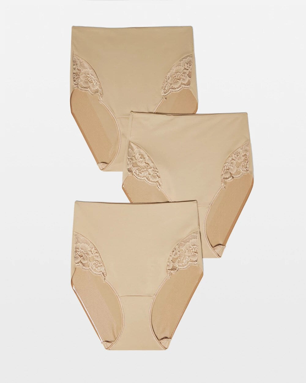 WARM AMBER MULTIPACK - Tummy High-Waist Brief Panty with Lace 3 Pack