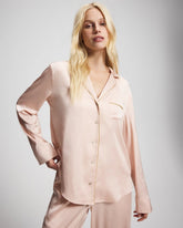 CAMEO ROSE - Long Sleeve Notch Collar Pajama Top