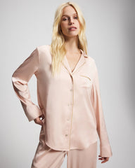 CAMEO ROSE - Long Sleeve Notch Collar Pajama Top
