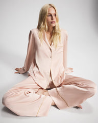 CAMEO ROSE - Long Sleeve Notch Collar Pajama Top