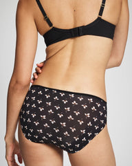 PEACEFUL PETALS MINI BLK - Edge Hipster Panty with Lace