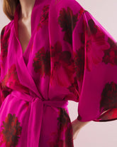 VA VA BLOOMS PINK - Silk Chiffon Short Robe