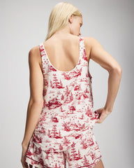 ENCHANTED TOILE CHAMPAGNE - Pajama Tank With Piping