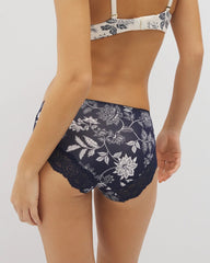 MEANDERING GARDEN M NAVY - Embraceable Hipster Panty Crochet Lace