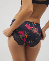 LE TIGRE FLORA MINI NAVY - Embraceable Hipster Panty Crochet Lace