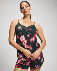 COTTAGE FLORAL GREEN - Mesh Trim Pajama Cami