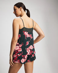 COTTAGE FLORAL GREEN - Mesh Trim Pajama Cami
