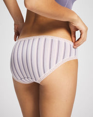 RELAX STRIPE MINI OPAL - Cotton Hipster Panty with Lace Trim