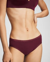 VELVET PLUM - Cotton Hipster Panty with Lace Trim