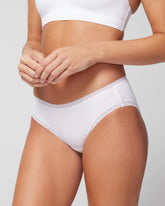 OPTIC WHITE - Cotton Hipster Panty with Lace Trim