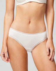 IVORY - Cotton Hipster Panty with Lace Trim
