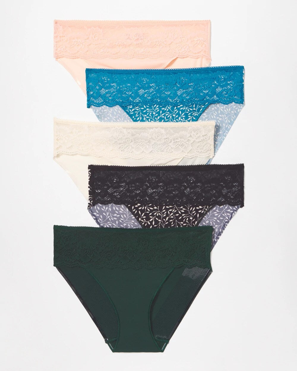 LUSH EMERALD MULTI PACK - Edge Hipster Panty with Lace 5 Pack