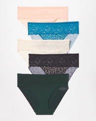 LUSH EMERALD MULTI PACK - Edge Hipster Panty with Lace 5 Pack