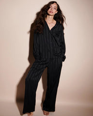 BLACK - Shadow Stripe Pajama Pant