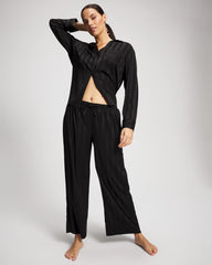 BLACK - Shadow Stripe Pajama Pant