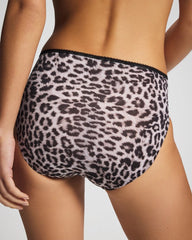 DIVINE LEOPARD MINI TAUPE - Edge High-Leg Panty with Lace