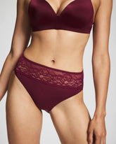 VELVET PLUM - Edge High-Leg Panty with Lace