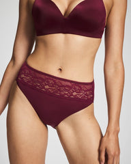 VELVET PLUM - Edge High-Leg Panty with Lace