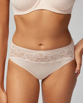 PALE SAND - High-Leg Panty with Lace