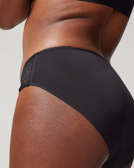 BLACK - Cotton Blend High-Leg Panty with Lace