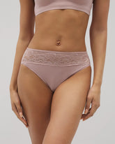 ADOBE ROSE - Cotton Blend High-Leg Panty with Lace